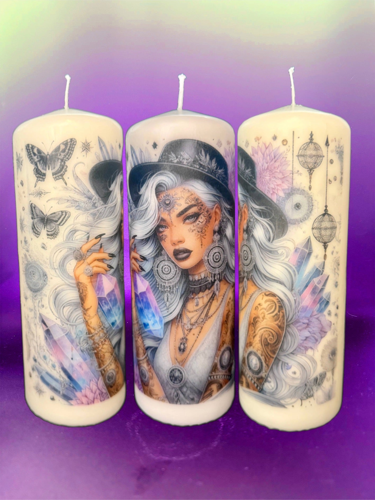 🕯️🖤 Crystal Witch Candle 🖤🕯️
