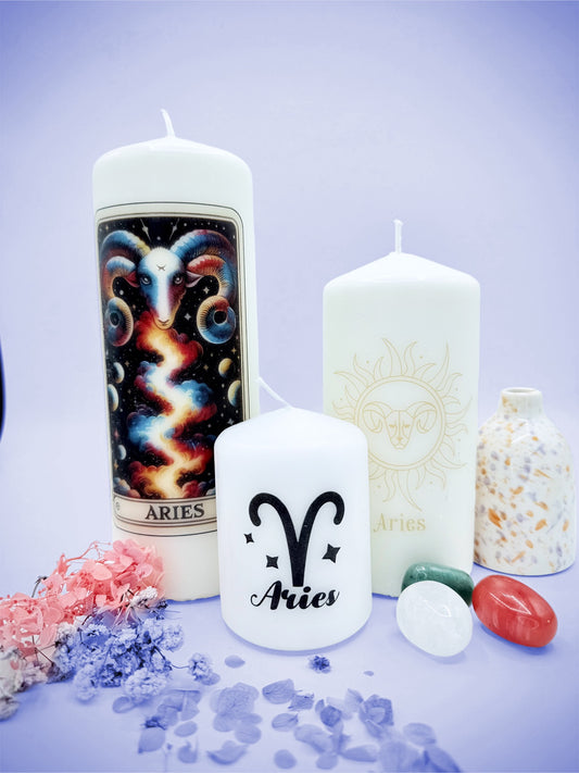 ♈ Aries Zodiac Decorative Candle Collection – Tarot & Celestial Inspired ♈