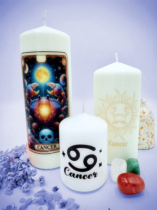 ♋ Cancer Zodiac Decorative Candle Collection – Tarot & Celestial Inspired ♋