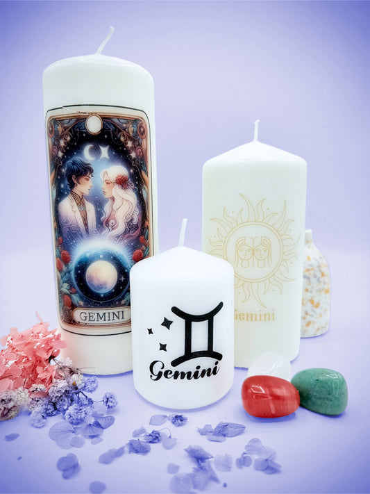 ♊ Gemini Zodiac Decorative Candle Collection – Tarot & Celestial Inspired ♊