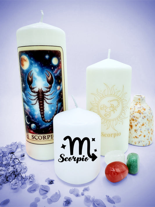 ♏ Scorpio Zodiac Decorative Candle Collection – Tarot & Celestial Inspired ♏