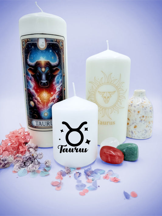 ♉ Taurus Zodiac Decorative Candle Collection – Tarot & Celestial Inspired ♉