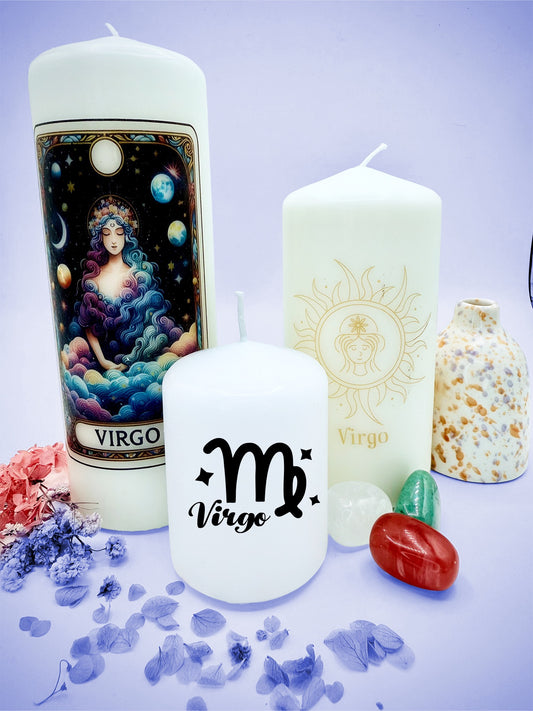 ♍ Virgo Zodiac Decorative Candle Collection – Tarot & Celestial Inspired ♍