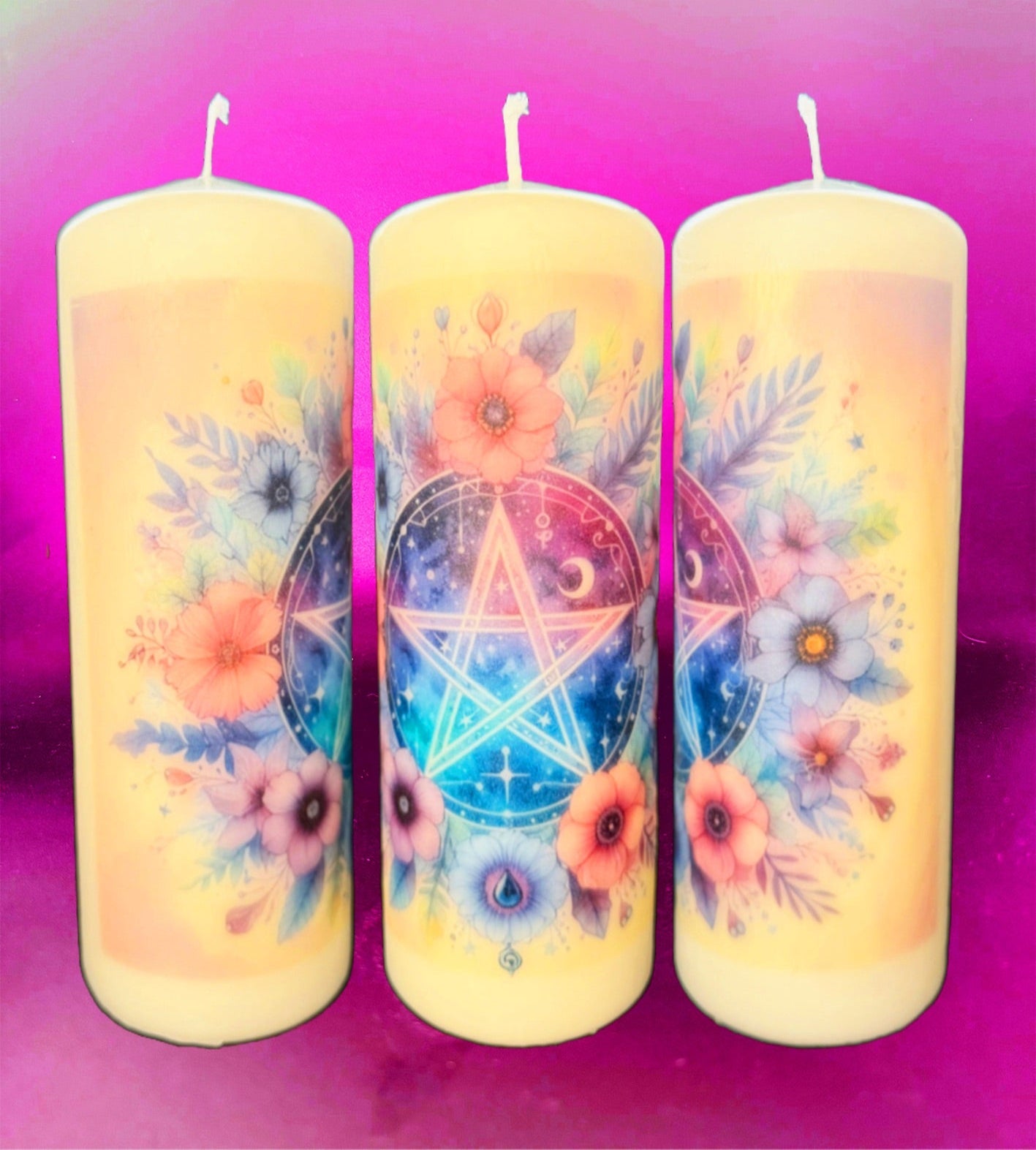 🌸🔮 Celestial Pentagram Candle 🔮🌸