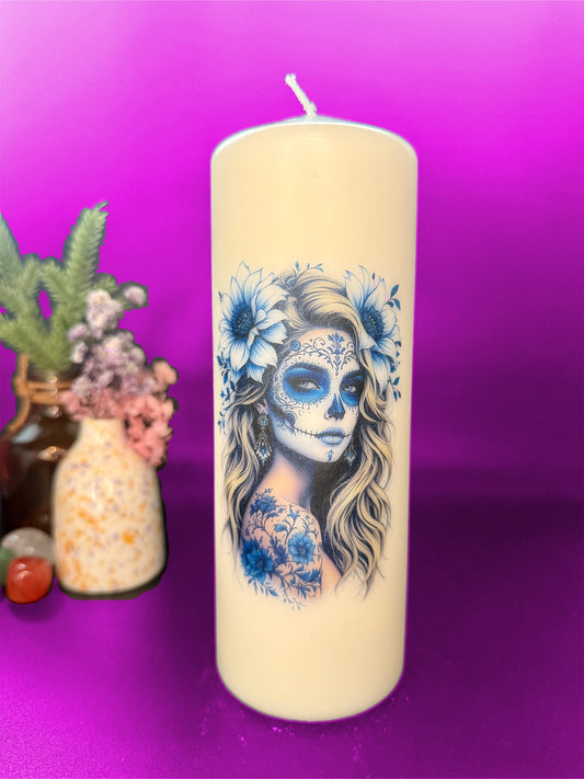 💀💙 Rose Sugar Skull Candle 💙💀
